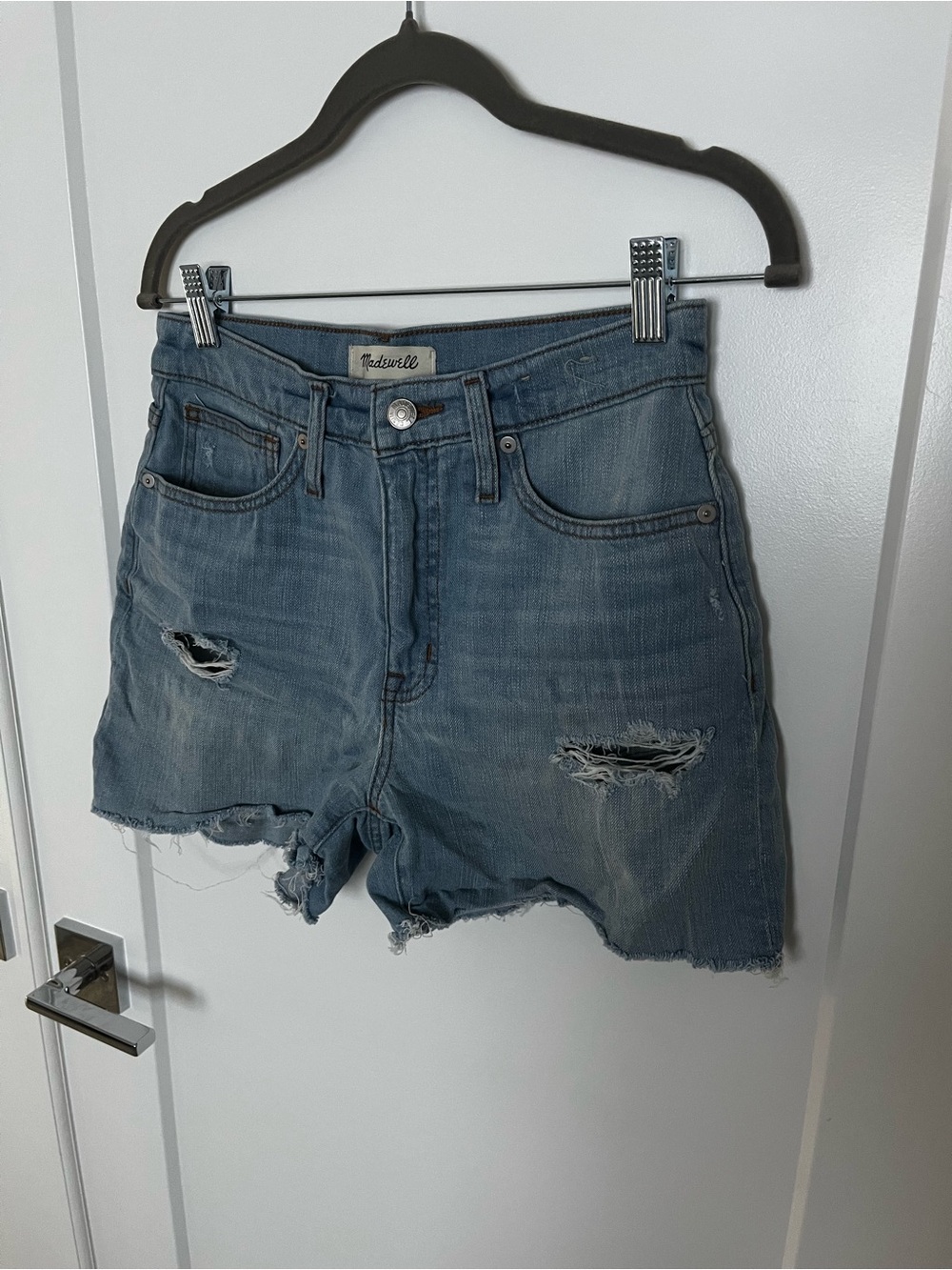 Madewell Distressed Cutoff Denim Shorts in Blue